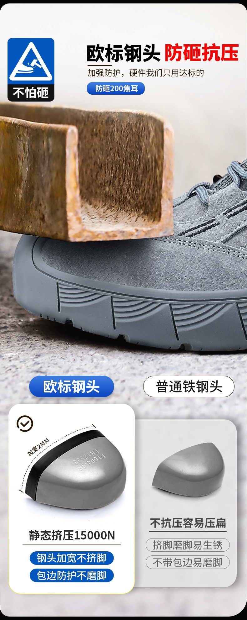 Blue Gull Shield labor protection shoes for men, steel toe, anti-smash, anti-puncture, ultra-light, construction site insulation work, old steel plate safety