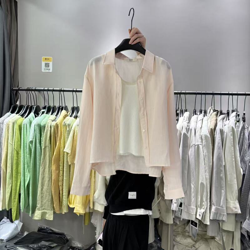 In.11 Relaxed Linen Sun Protection Shirt Knitted Vest Set Women's Long-Sleeved Cardigan Jacket Versatile Sun Protection Clothing