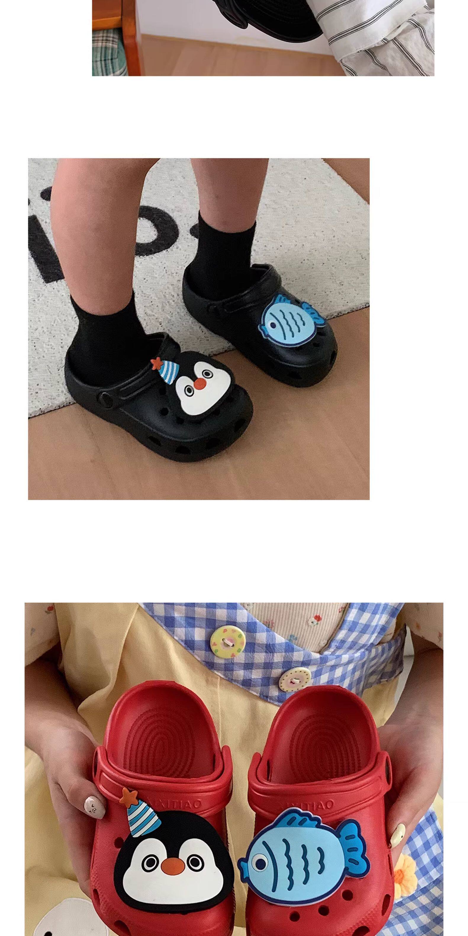 Cute Penguin and Fish Design Children's Sandals with Arch Support, Suitable for Boys and Girls, Parent-Child Beach Shoes — 5