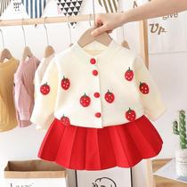 (Xinjiang) girl sweaters suit two sets of foreign air 2021 new childrens spring and autumn clothes baby knit