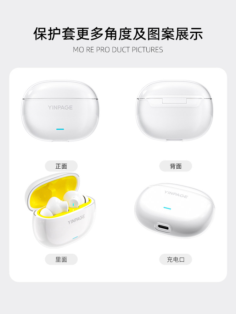 [Protective Case Accessories] Yinbeiqi Real1Pro Exclusive Earphone Protective Case Charging Compartment Transparent Silicone Case