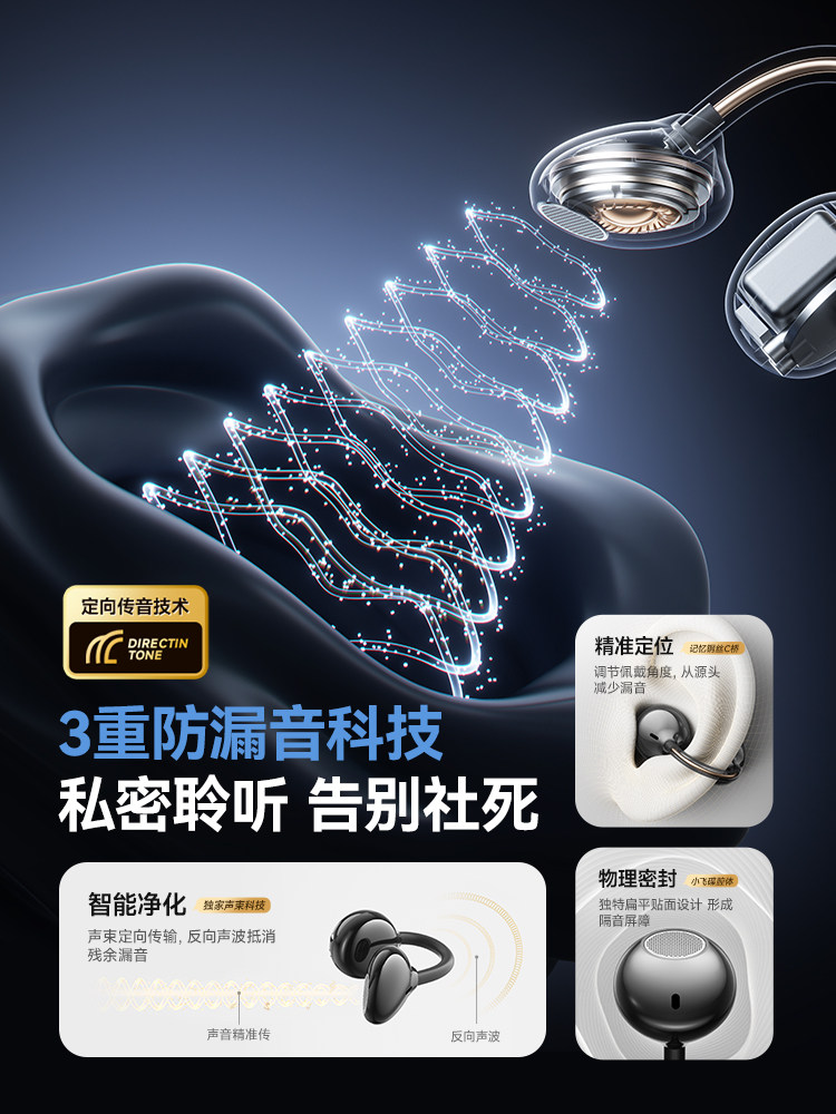 Yinbeiqi Cliplite Ear Clip Bluetooth Headphones 2025 New Model Ai Translation Open-Type Air Conduction Sports