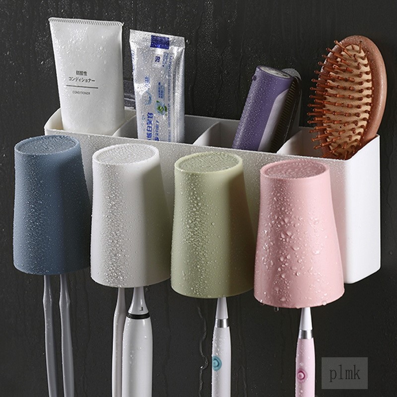 Tooth cup Family suit Three-mouth shelve teeth brushing cup Home One gargling cup hanging wall-style dressing room wall-hanging