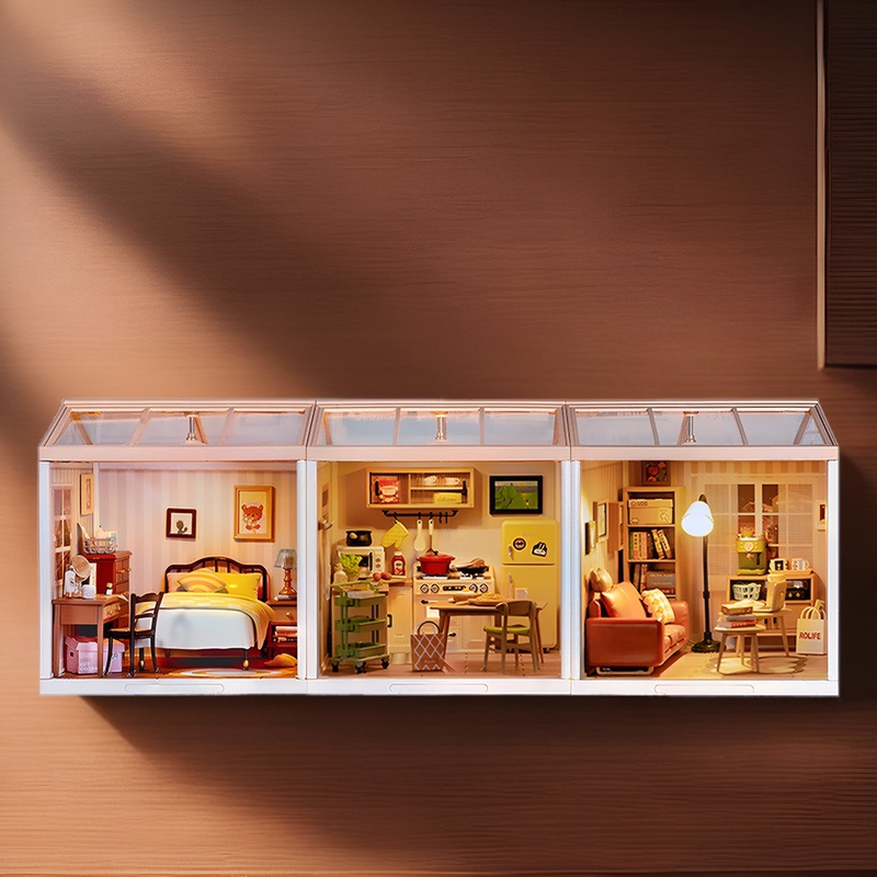 If You Come to the Super World, You Can Get a Home Set [Kitchen, Living Room, Bedroom] DIY Handmade Cabin Model