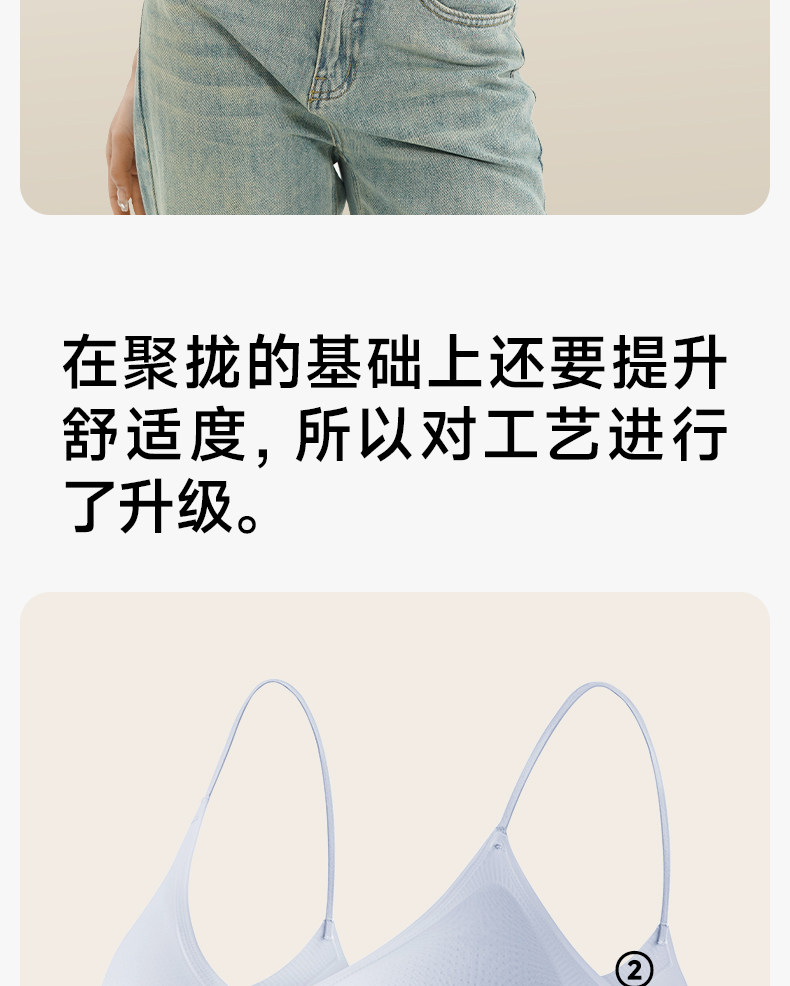 【中國直郵】 草本初色 無痕內衣 細肩帶夏季薄款 聚攏涼感無鋼圈胸罩 M (75ABC)膚色*1