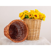Round flowerpot tabletop dried flower basket floor-standing flower arrangement home furnishing decoration indoor flower bucket Nordic pastoral style bedroom