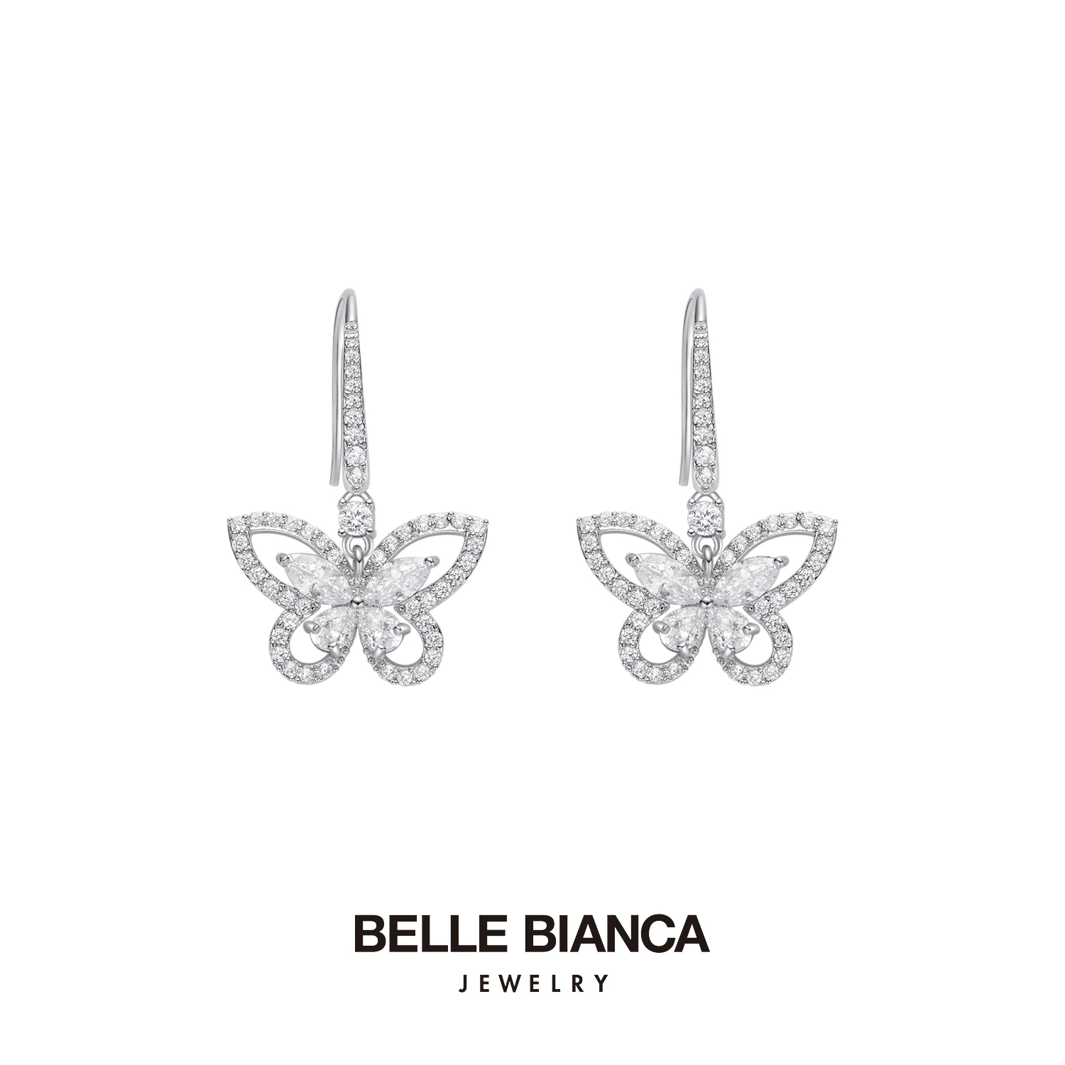Изящные бабочкообразные серьги-бабочки BELLEBIANCA, с симметричным полым дизайном