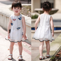Girls summer Korean version of the celebrity style vest skirt 2022 new foreign style baby childrens sleeveless gauze skirt princess skirt
