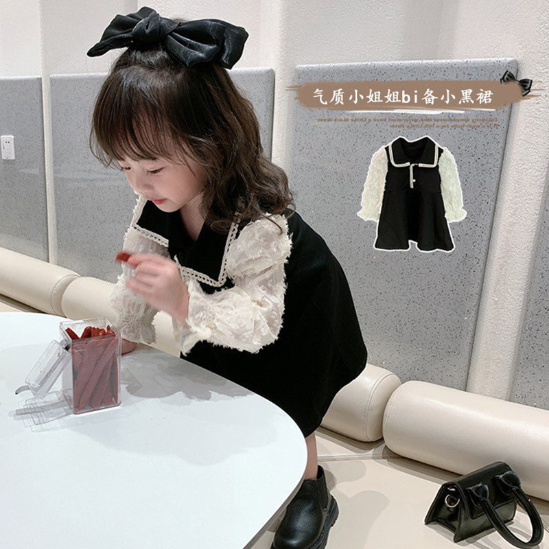 Girl Spring Bubble Sleeve Skirts Young Girl Small Fragmentary Dress Children Han Edition Long Sleeve Dress