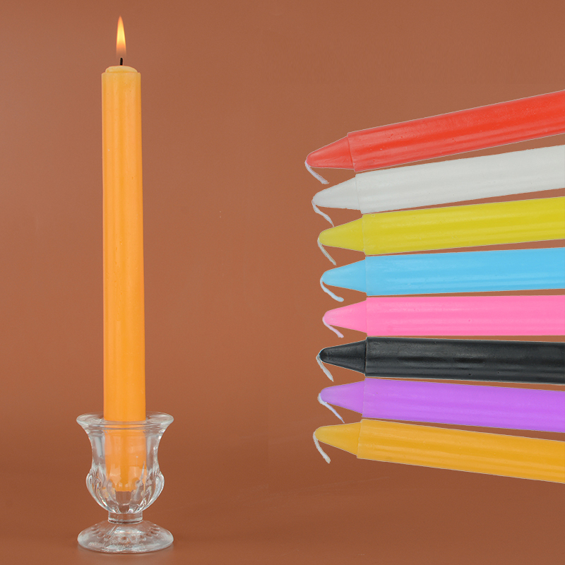 Color long rod bold home lighting smokeless and tasteless black candle glass base table decoration romantic dinner ornaments