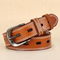 Womens Hollow Genuine Leather Belt Womens Pin Buckle Fashion Versatile Womens Belt Retro Casual Decorative Jeans Belt