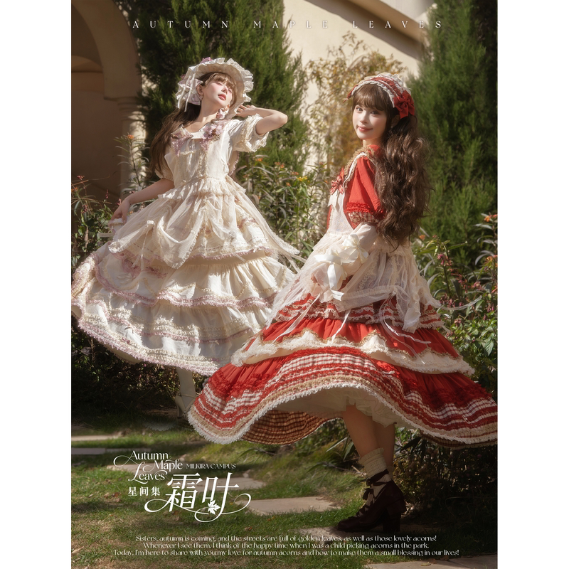 [Waiting to Drop] Frost Leaf Lolita Segment Doll Maple Leaf Cla Series Sk Top Set with Drawstring Bag