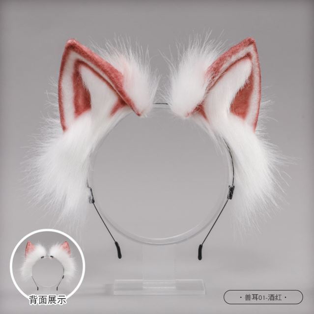Cute plush emulation beast ear hair stirrup cosplay head decorated with cat ears fox accessories Lolita days of hand work