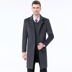 2021 autumn and winter woolen coat men's cashmere windbreaker mid-length business Korean style woolen coat men's brand