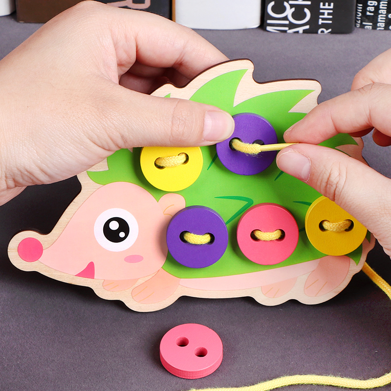 Early teaching threading plate buttons Strings Beads of Beads Building Blocks of Sensory Integration Training Fine Action Ensemble of Child Puzzle Toys