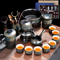 Jingxin Pavilion Kung Fu tea set light luxury high-end Chinese-style ceramic high-end tea set rotating water tea table one