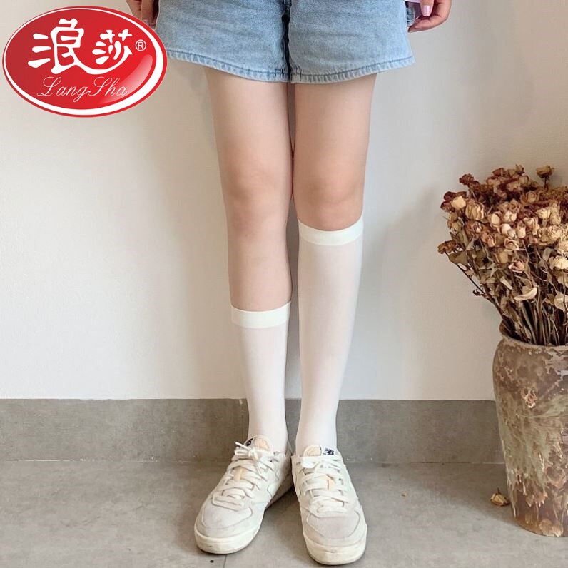 Surissa White Velvet Calf Socks Socks Summer Silk Stockings Stocking children Black thin long cylinder jk Half-cylinder day