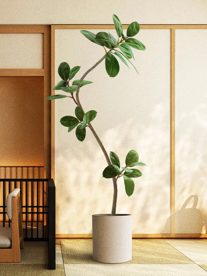 Artificial Green Plant Black King Kong Floor-Standing Potted Plant, Large Indoor Faux Plant Decoration for Living Room, Light Luxury Decorative Flower and Artificial Tree