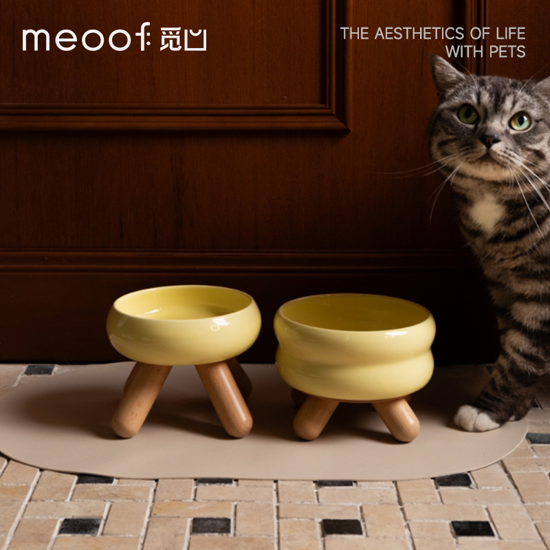 meoof ミャオ族のグルボウル ペットフードボウル ウォーターボウル 猫用ボウル セラミックカラー 犬用給餌ボウル 子猫用フードボウル 用品