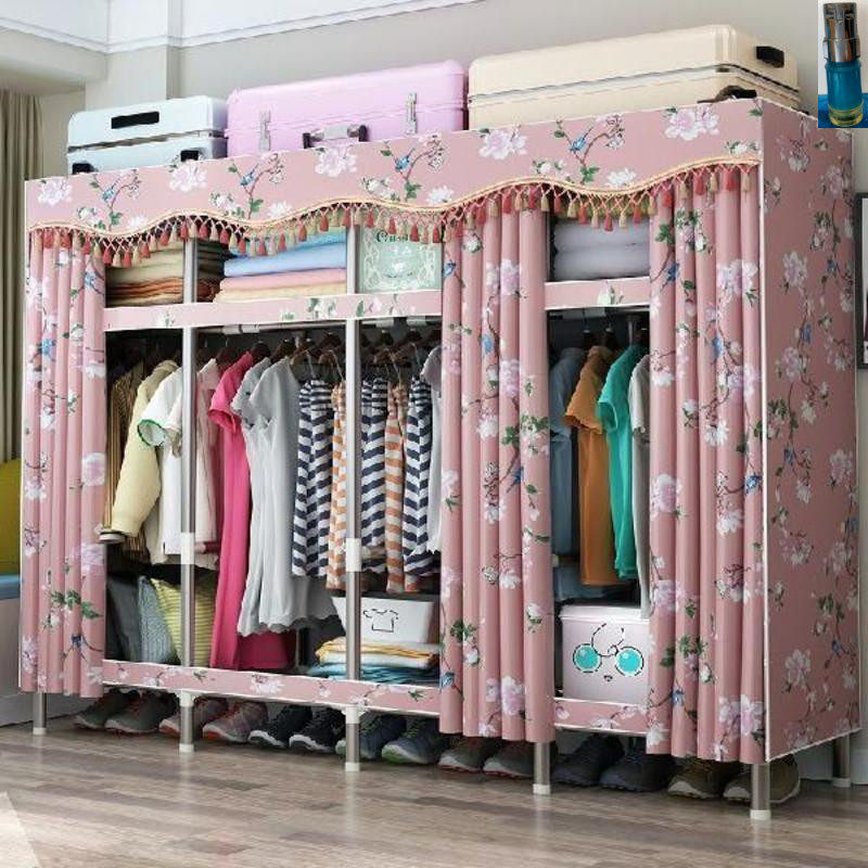 Cloth Wardrobe Simple Wardrobe Non Solid Wood Containing Deck Steel Pipe Plus Coarse Thickening Reinforced Steel Pipe Rack Oxford Cloth Closet