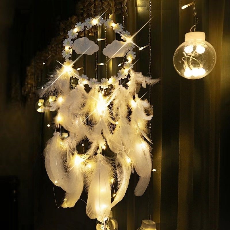Indian Dream Net Hanging Accessories Room Hanging Jewelry Girl Hearts Windbell Ornaments Pendants Send Classmates Birthday Presents With Lights-Taobao