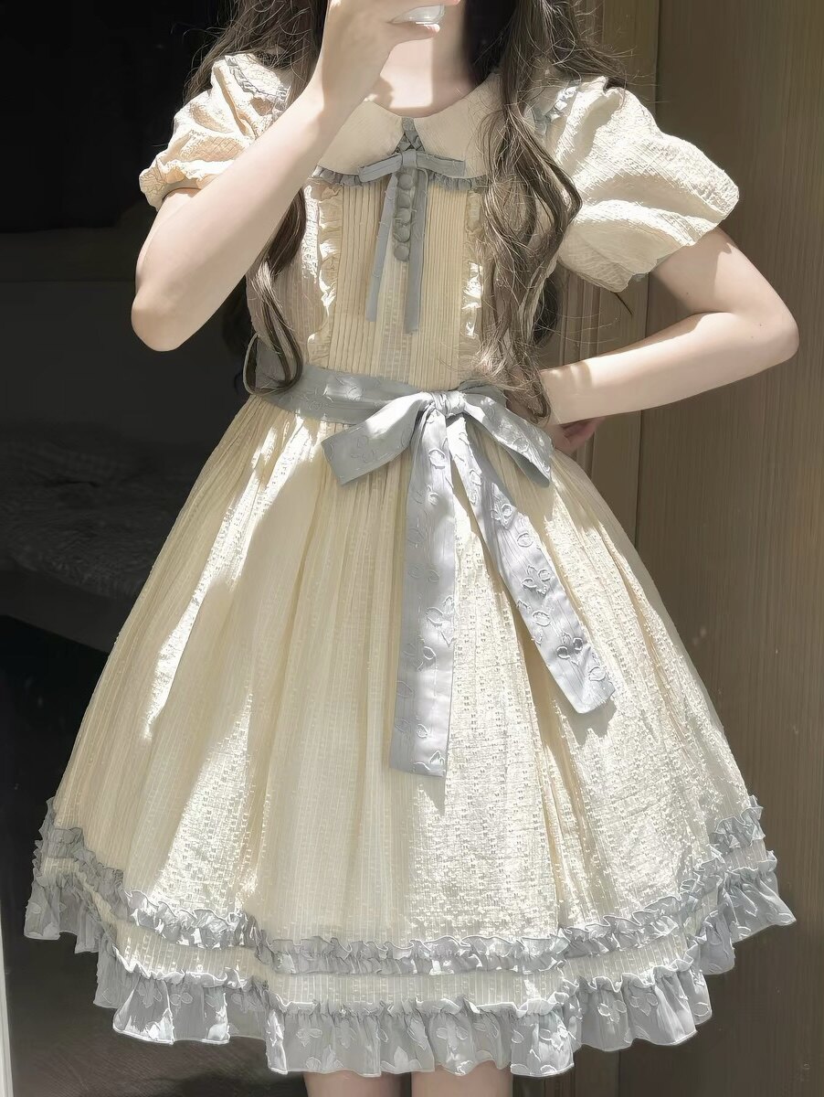 Hot selling Lolita dresses for girls fluffy skirts doll collars bow cakes childrens princess dresses