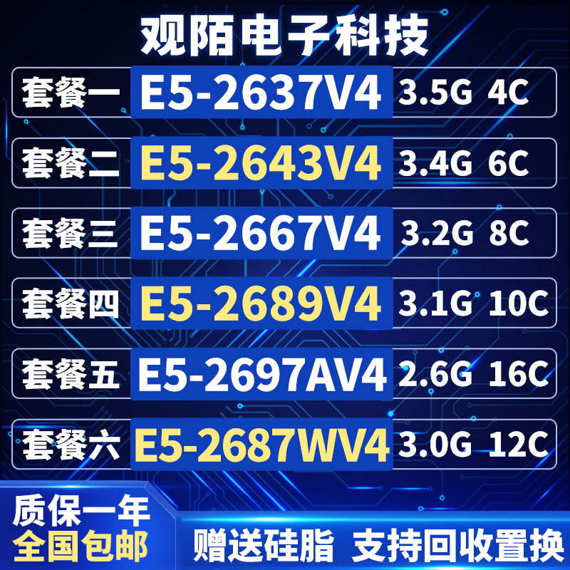 Официальная версия Intel E5-2637v4 2643v4 2667v4 2689v4 2697Av4 2687Wv4 Изображение 1