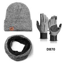 Men Women Beanie Winter Hats Scarf and Gloves Set for Cold W