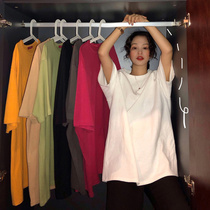 oversized Tee Shirt 7 Solid Color Basic T-shirts Women Casua