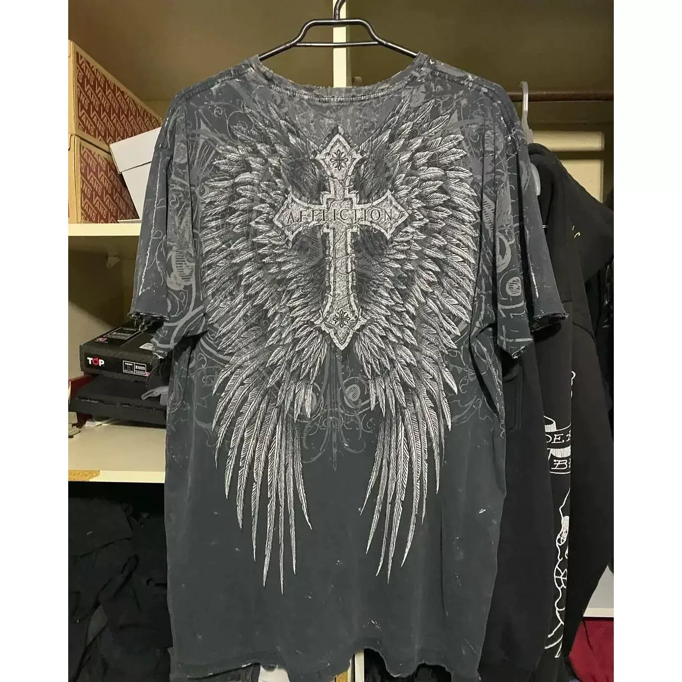 Футболка с длинным рукавом Affliction Y2K, круглый воротник, оверсайз