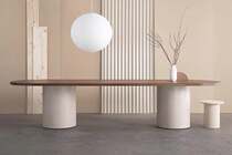 Nordic solid wood conference table Light luxury desk Simple negotiation table Long table Oval workbench Personality computer table