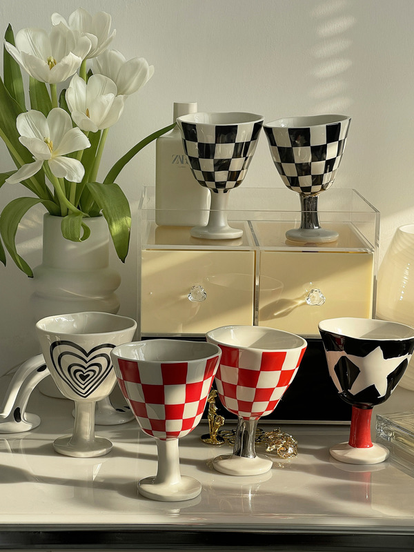Langer Des Korea ins Blogger's Same Style Ceramic Colorful Wine Glass Christmas Wine Glass Hand-Painted Ceramic Irregular-Shaped Cup Langer Des Korea ins Blogger's Same Style Ceramic Colorful Wine Glass Christmas Wine Glass Hand-Painted Ceramic Irregular-Shaped Cup