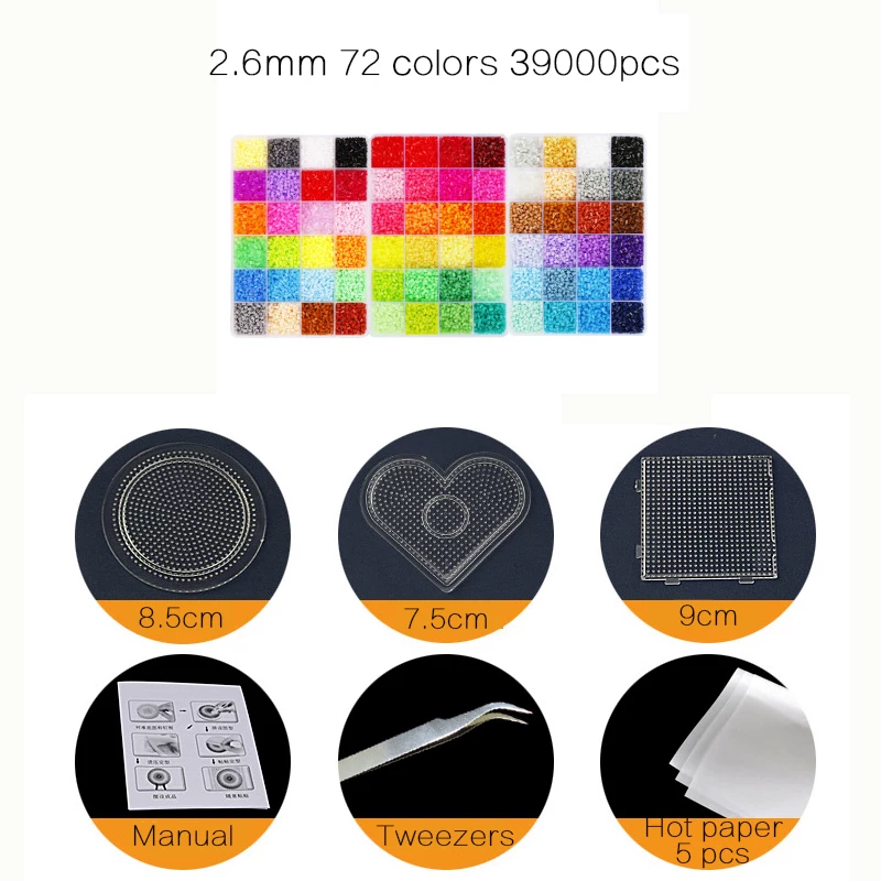 [24/72 colors box set hama beads toy 2.6/5mm perler education]