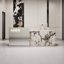 Light luxury and high-end travertine clothing store cashier beauty salon front desk rock slab bar table bed and breakfast hotel reception desk