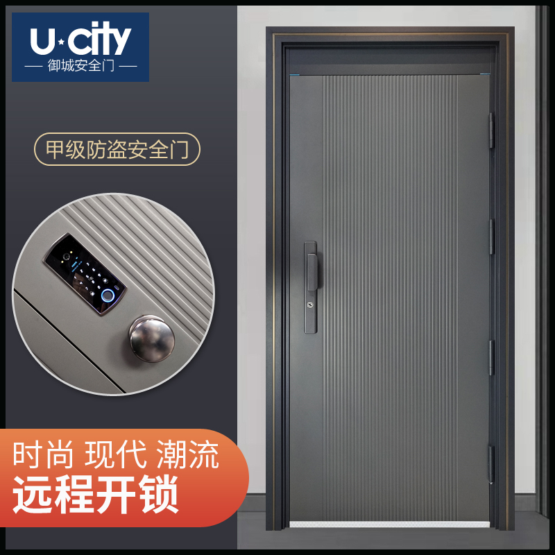 Entrance door household fingerprint lock zinc alloy class A anti-theft door single door mother door imitation cast aluminum door heightened door head