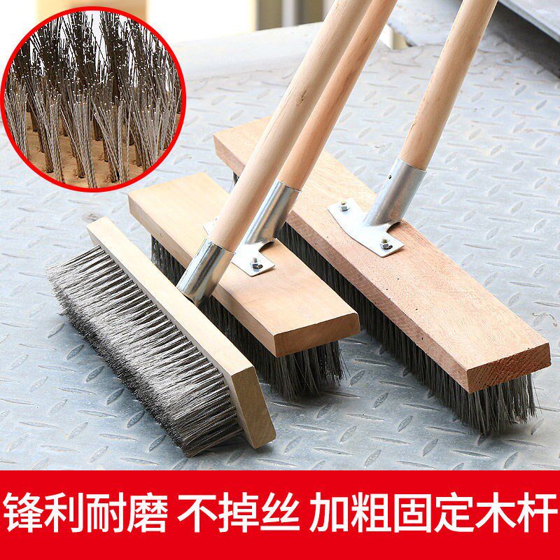 Stainless steel wire brush long handle wire brush floor brush long handle floor hard brush iron brush pool green