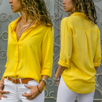 Women Blouses Basic Selling Button Solid 2020 Fashion Long S