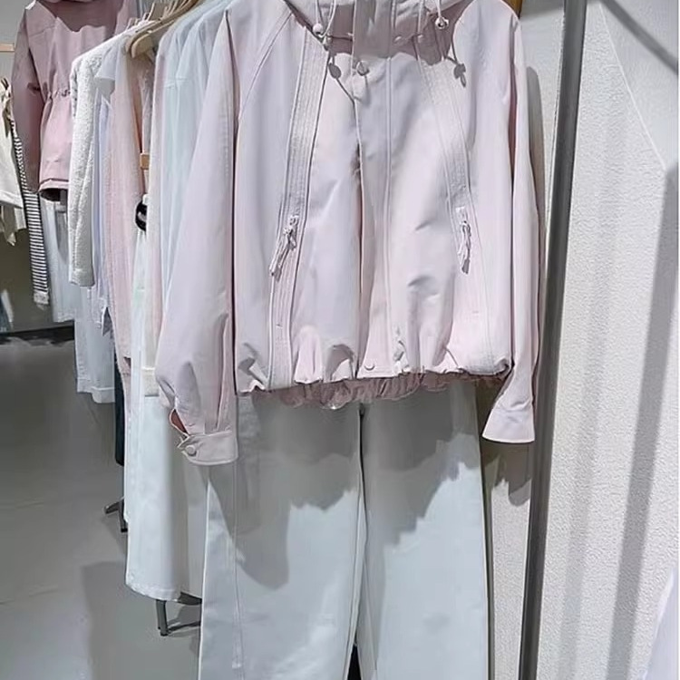 2025 Spring New Style Unique and Super Cute Little Fragrant Style Casual Pink Hooded Windbreaker Jacket for Women