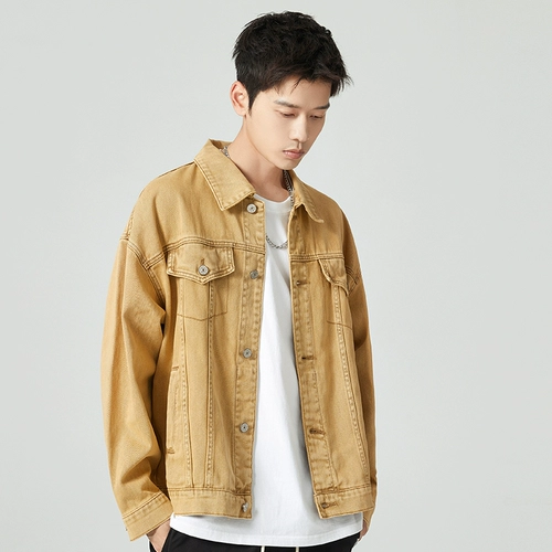 Джинсовая мужская ретро демисезонная куртка, свободный крой