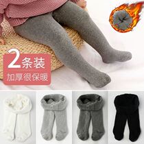 Baby thickened underpants autumn winter Childrens baby Even pants socks girl socks integrated thin suede and warm outer wear