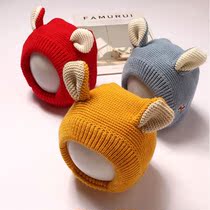 Baby hat autumn winter beginner baby warm wool line cap 0-18 months male and male newborn child care ear cap
