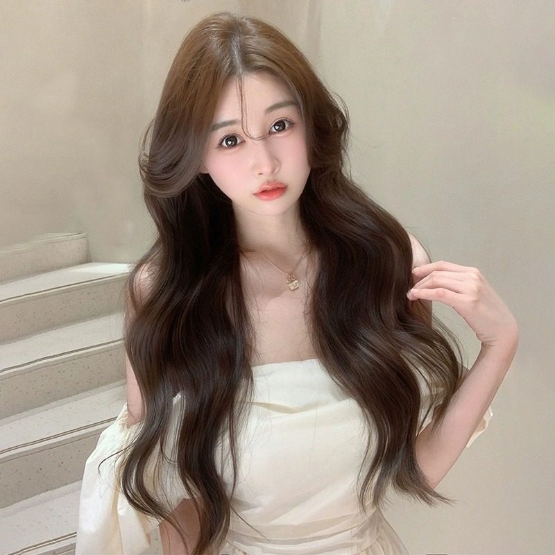 沐奇前额蕾丝假发女长发长卷发日常中分八字刘海大波浪整顶全头套值不值得买？_日常整顶假发_淘宝美妆网