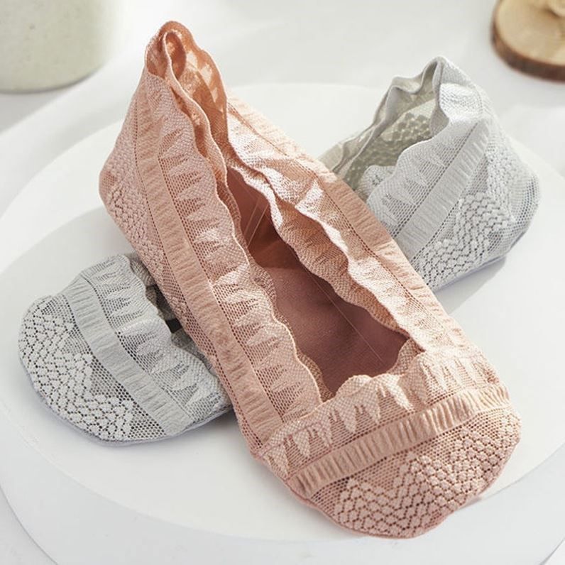 Surina Summer Invisible Socks Female Lace Silicone Anti Slip Shallow Mouth Low Bunch Of Ice Silk Thin Invisible Short Socks High Heel Shoe Socks