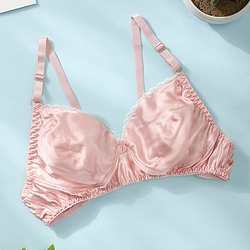 Summer Mulberry Silk Lightweight Double-Sided Silk Bra Without Underwire, No Padding, Comfortable, Seamless, Plus Size Underwear, Mom Style