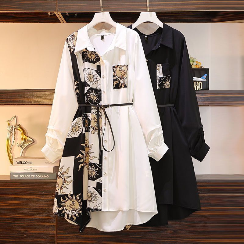 Unique and Stylish Printed Dress for Women, 2025 Spring New Style, Age-Reducing and Fresh Shirt Dress