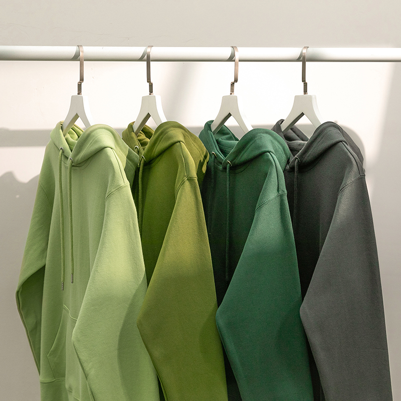 Low Saturation Light Green Military Green Hooded Sweatshirt Unisex Solid Color Autumn and Winter Thin Loose Jacket Hoodie Trendy
