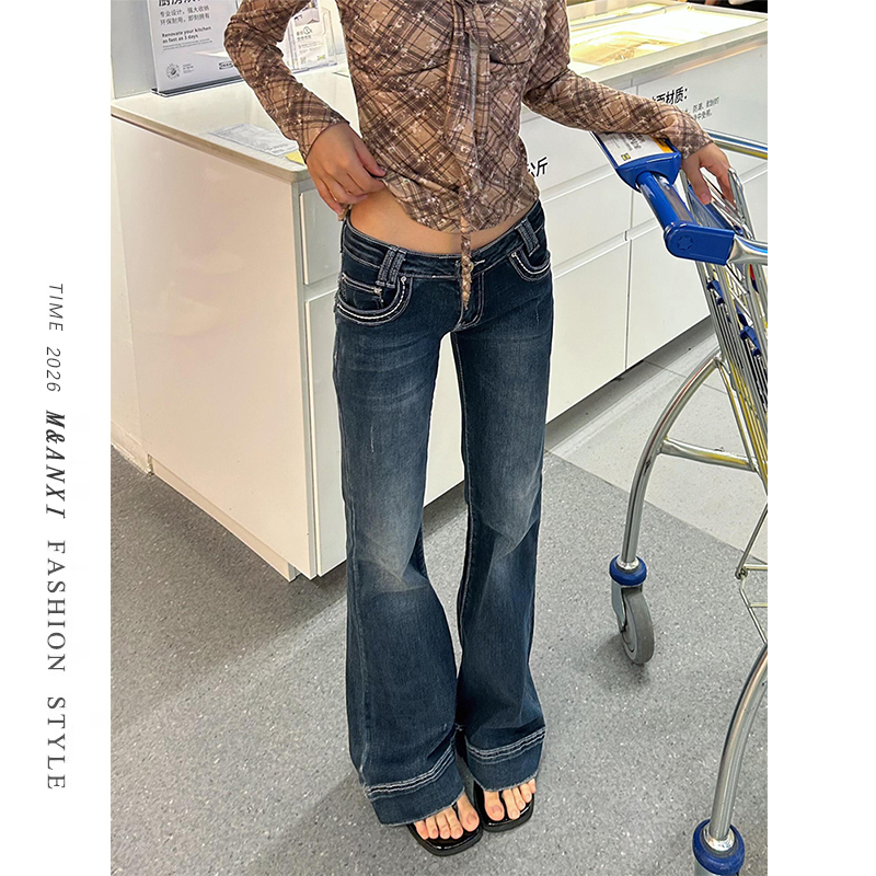 Yimengling Style Low-Waist Flared Jeans for Women 2026 New American Style Slim Fit Flared Pants