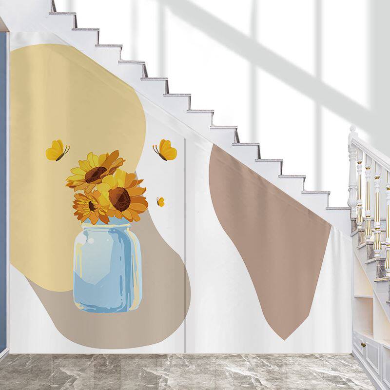Duplex building under the stairs block curtain stairwell Velcro utility room block cloth curtain attic self-adhesive door