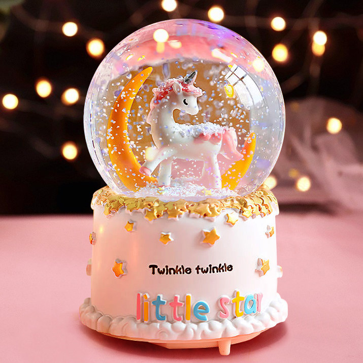 Crystal Ball Christmas Snowflake Music Box Eight-soundbox Little Girl Children's Birthday Presents Swing for Bestie-Taobao