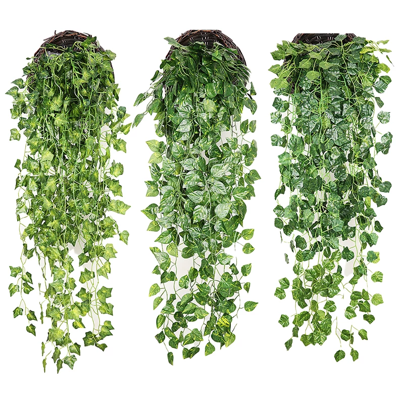 [Artificial Plant Vines Wall Hanging Rattan Leaves Branches O]